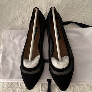 BRAND NEW MARGAUX “THE POINTE” BLACK MESH AND SUEDE BALLET FLAT SHOES
